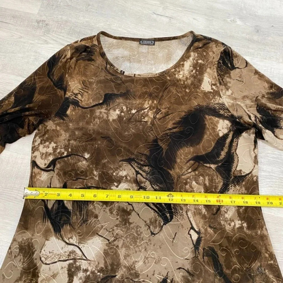 Clientele Smoky Tie-Dye 3/4-Sleeve Brown and Cream Women's L Shirt - Picture 13 of 16